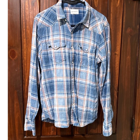Lucky Brand Tops - Lucky Brand Women Shirt S Blue Plaid Western Pearl Snap Button Long Sleeve